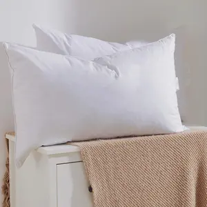 Goose Down Feather Pillows, Soft Bed Pillows Queen Size Set of 2, 100% Soft Cotton Shell, Hotel Pillows for Back, Stomach or Side Sleepers