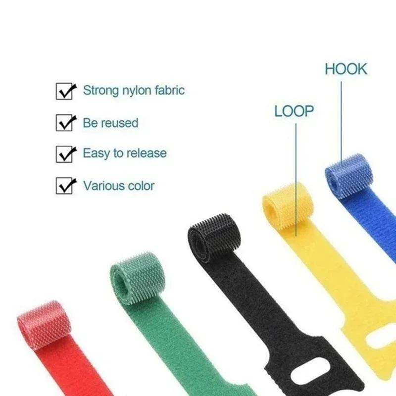 100 PCS Reusable Cable Ties with Hook and Loop, Multi-purpose Adjustable 8 Inch Cable Management Wire Ties Cable Straps for Organizing Home, Office and Data Centers (Multicolored)