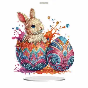 2D Flat2D Flat Print Easter Egg Bunny DIY Double-Sided Printed Single-Side Drill Diamond Painting Tabletop Ornaments Kit 5D DIY Diamond Art TabletopDiamond Painting Kit Requires No Prior Painting Experience Create a Sparkling and Exquisite Handmade Craft.