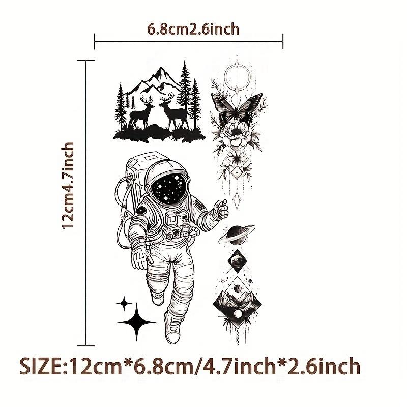 10 Pieces Black Space Temporary Tattoo, Geometric Planet Fake Tattoo Sleeves, Suitable for Women Men Adult, 3D Star Moon Sun Solar System Tattoo Sticker Universe Astronaut Galaxy Arm Art Design-Easy to Apply and Remove, Durable and Durable.
