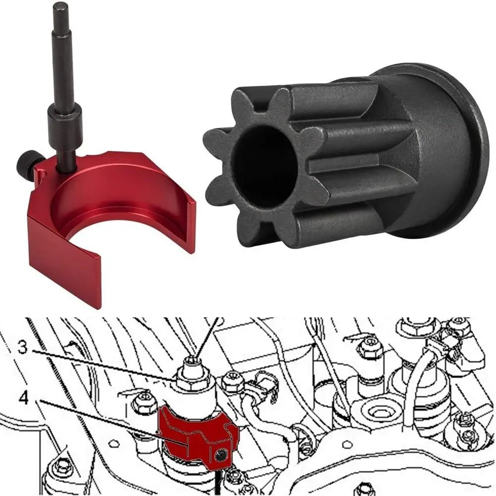 2PCS Caterpillar Tools Kit, 9U-7227 Injector Height Adjustment Gauge Tool(Red) & J-38587-A Engine Barring Socket Engine Turning Tool for Caterpillar CAT 3406E C15 C16