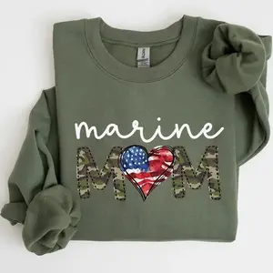 Proud Marine Mom Sweatshirt Military Mom Vintage Graphic Pullover Armed Forces Mother Gift for Women