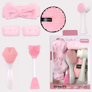 Facial Cleansing Tool Set, 7 Counts/set Including Silicone Face Scrubber, Soft Headband, Wristband, Hair Tie, Facial Skin Care Tool for Women