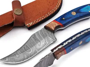 Damascus Knives Custom Handmade Damascus Steel Hunting Knife's for Skinning Camping Outdoor- Fixed Blade Hunting Knifes With Sheath Belt Loop.