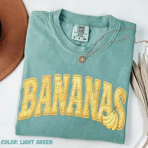 Comfort Colors Faux Patchwork Banana Baseball T-Shirt, Funny Banana Sports Tee, Vintage Banana Team Shirt, Baseball Lover Gift, Summer Game