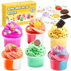 Slime Party Favors, 6 Pack Butter Slime - Soft, Non-Sticky, Mess-Free, Stress Relief, and Safe - Toys for Kids Classroom Reward, Boys and Girls Birthday Gifts