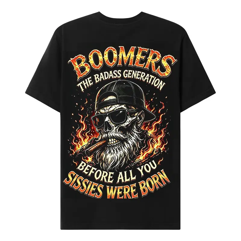 Chaosmoda Boomers The Badass Generation Before All You Sissies Were Born Custom Year Skull T-shirt Crewneck Breathable