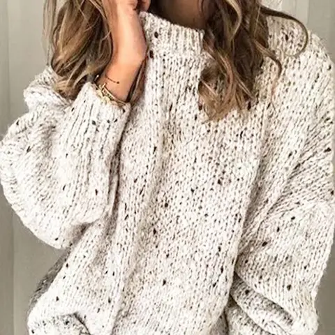 Women's Plain Drop Shoulder Sweater Pullover, Casual Long Sleeve Round Neck Jumper for Fall & Winter, Fashion Ladies' Knitwear for Daily Wear