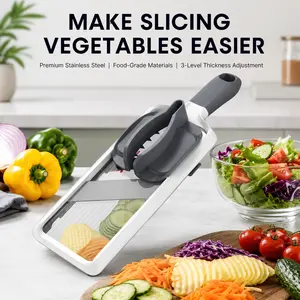 All-purpose Kitchen Slicing Tool, Manual Vegetable Fruit Cutter with Safety Hand Guard, Reusable Easy-clean Cutting Gadget, Ideal for Home Cooking, Meal Prep, Salad Making and Daily Family Kitchen Use