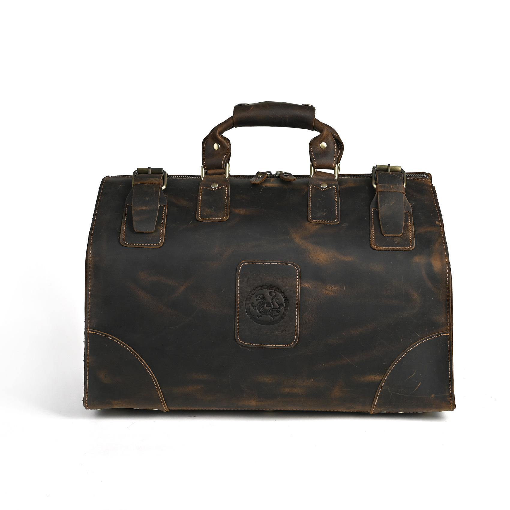 "Men's Vintage Faux Leather Duffel Bag Large Capacity Weekender Travel Luggage"