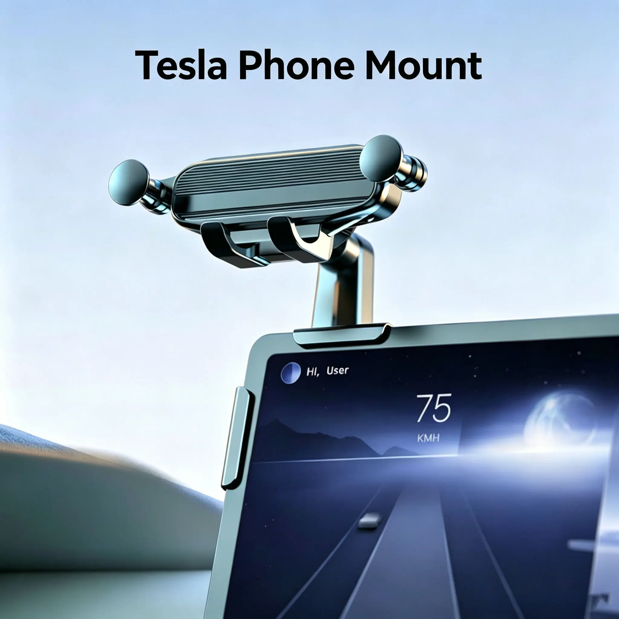 Car Phone Mount for Tesla Model 3/Y, Foldable Detachable 360° Rotatable Screen Bracket, Universal Smartphone Compatible Car Interior Accessory