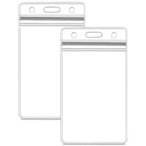 Vertical ID Card Name Tag Badge Holder with Waterproof Type Resealable Zip (Vertical ID, 6 Pcs)