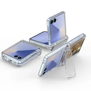 Protective Cover For Samsung Galaxy Z Flip 7 fe 6 5 Flip6 Flip7 Phone Case with Card Holder Hinge Protection Kickstand Hard