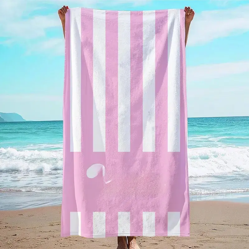 Personalized Striped Beach Towel Custom Name Logo Microfiber Thin Quick Dry Absorbent for Beach Swimming Yoga Bath Sports Travel Gift Home Decor Storage Organizer