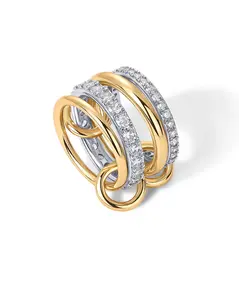 Gold Stackable Rings for Women Non Tarnish, Cubic Zirconiaa Rings, Silver Gold Multi Ring Mixed Metals Stack Rings Set