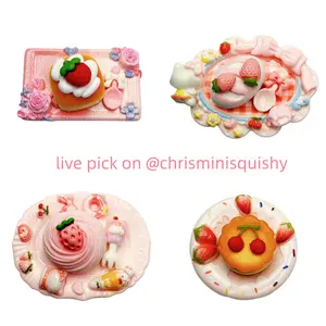 7 pcs mini taba squishy stress relief toys & plates set with cute and soft texture