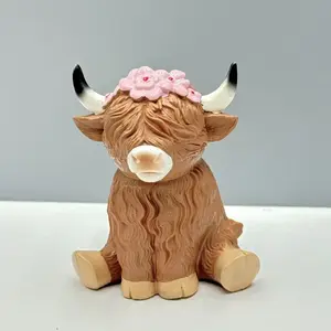 Collectible Figurines Mini Creative Resin Animal Statues, Highland Cow Ornament, Festival Decor, Movie Souvenir, Best Holiday Gift