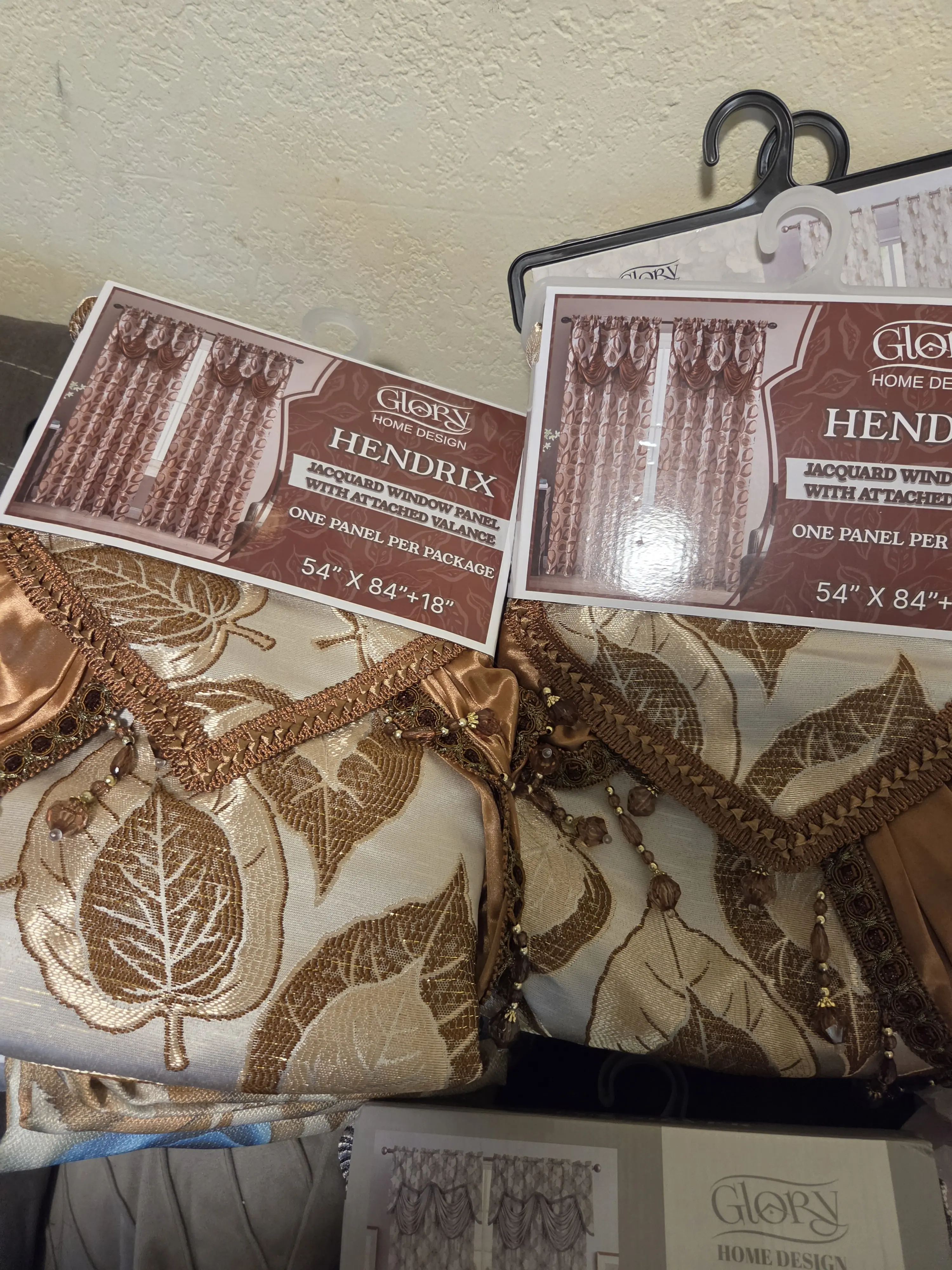 jacquard window 1panel with attached valance 1panel per package