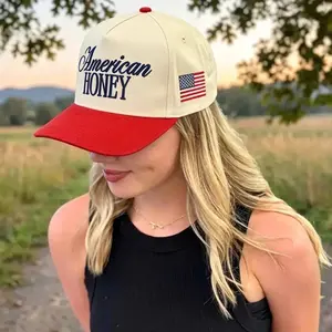 American Honey Vintage Trucker Hat – Retro Two-Tone Snapback Cap, Cute Country Western Baseball Hat for Women Men, Adjustable Summer Casual Hat