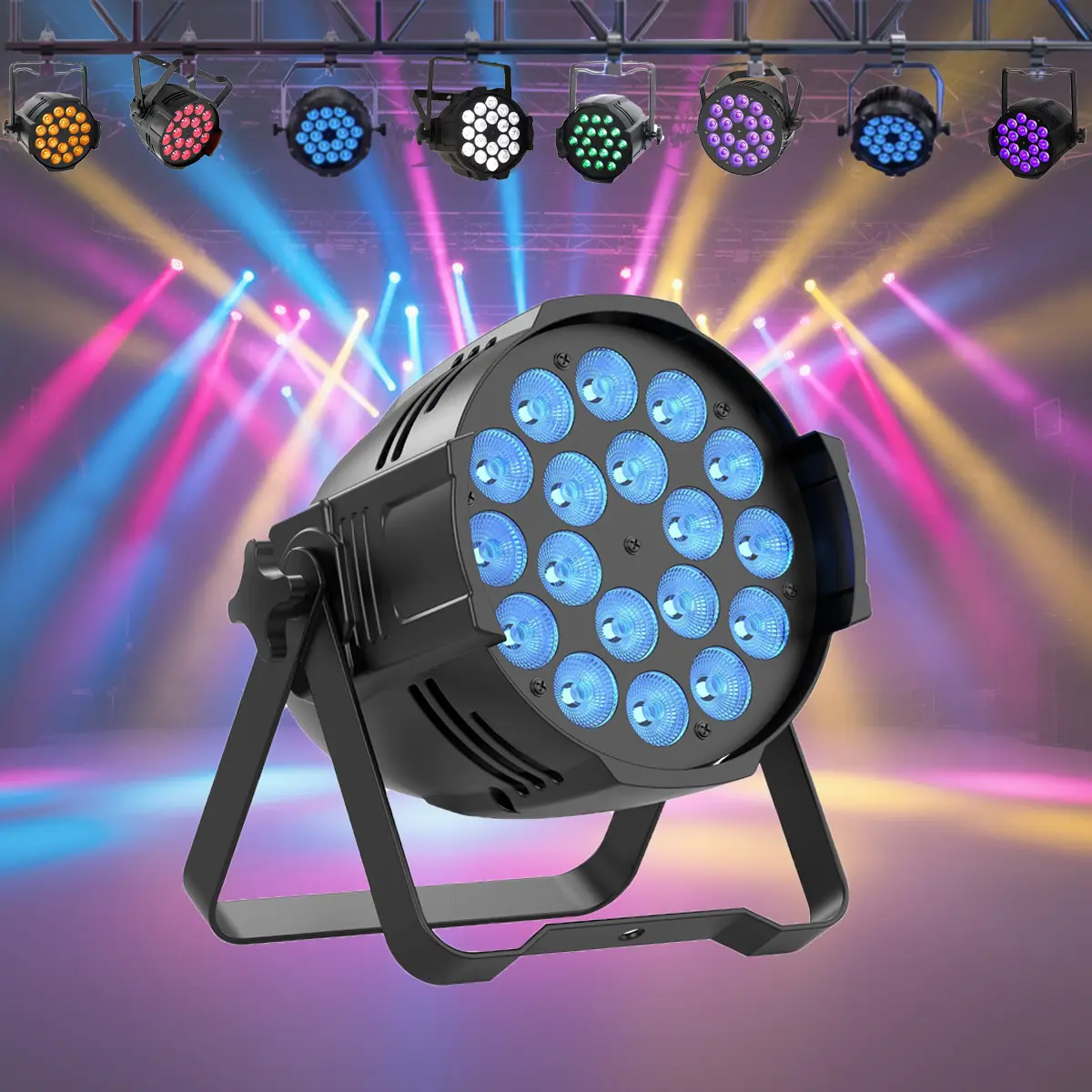 LED Par Lights DJ Stage Light 18X12W RGBW 4 in 1 Spotlight with DMX Sound Activated Control for Wedding Parties DJ Uplighting