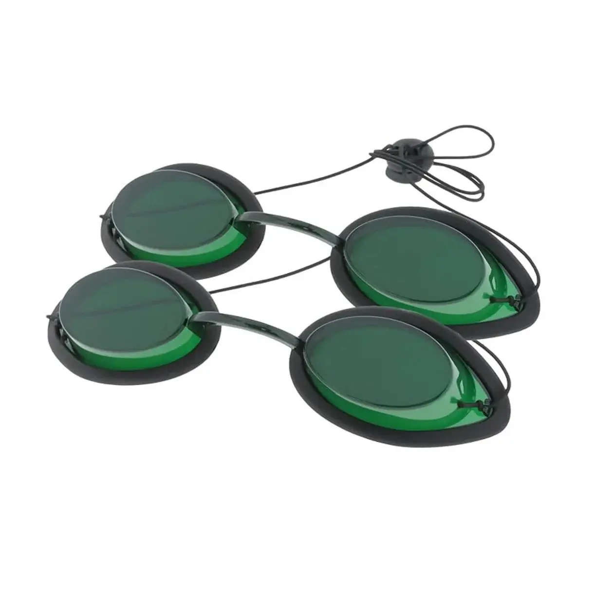 MCWlaser IPL Laser Safety Goggles for Beauty Patients, Broadband 190-14000nm Eye Protection, Adjustable Green Strap/White Temple/Black Cord, CE Certified, Essential for Aesthetic Clinics.
