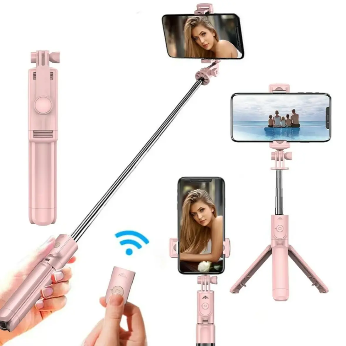 Portable Telescopic Selfie Stick Tripod Remote Control, Lengthen Selfie Stick, 360° Bluetooth Selfie Tripod Stand, Universal Wireless Selfie Tripod, Summer Outdoor Accessories, Selfie Accessories Compatible with iPhone Samsung Smartphones Cellphone