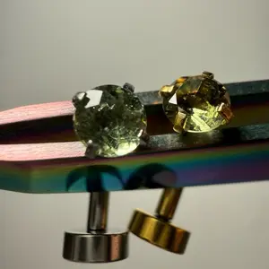 Faceted Moldavite Belly Ring, Surgical Steel, Waterproof