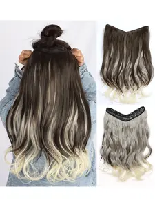 Volume Boosting Curly Wig Pieces, Natural U-Shaped Dipped Hair Extensions, V-Shape Design, One-Piece Style, Enhance Volume & Puffiness, Synthetic Curly Hair