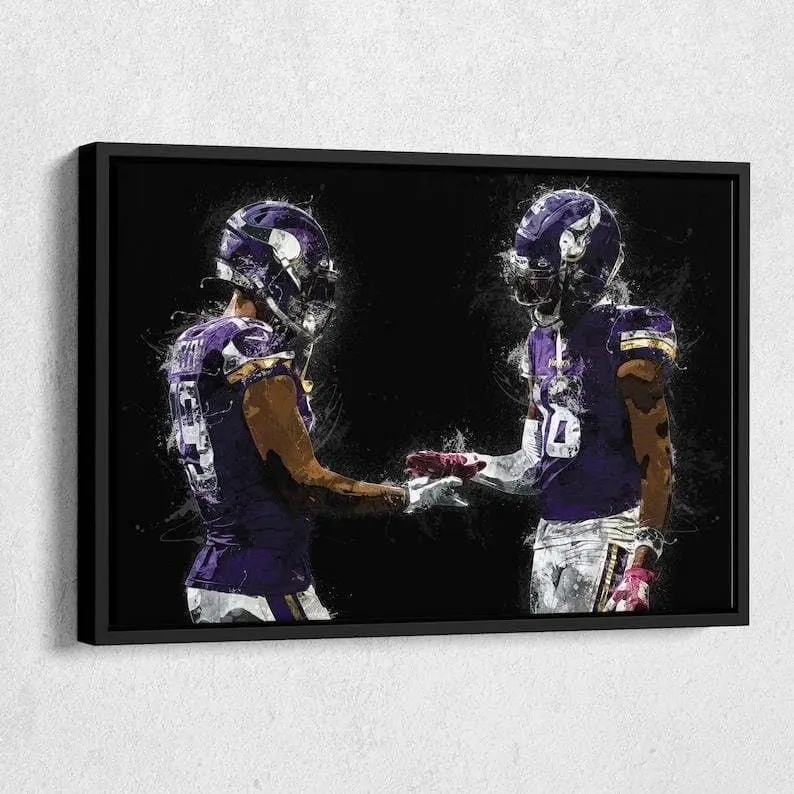 Jefferson & Adam Thielen Poster - Minnesota Football Wall Art, Home Decor, Watercolor Print [UNFRAMED - PRINT ONLY]
