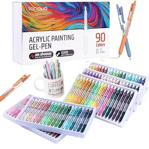 Languo Press-Type Acrylic Painting Pen Set, 36/54/72/90 Colors, Neutral Pens for Accounting, Multicolor Fine Writing, Ideal for Students