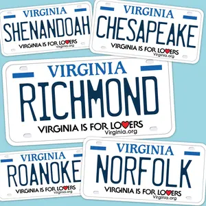 Virginia License Plate Stickers - Choose Your VA City