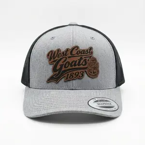 West Coast Goats 1893 Leather Patch Anchor Trucker Hat – Mesh Back Snapback Cap, Military Inspired Chief Hat, Senior Chief & Master Chief Style, Leatherette Patch Design, Bold Nautical Trucker Hat, Viral Gift For Him