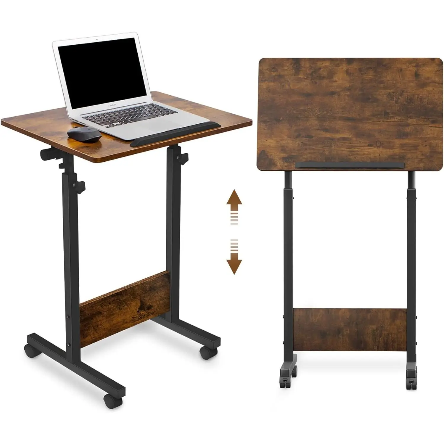 Height Adjustable Mobile Standing Desk 16x24 in,360? Flip Desk Stand Desks  Office Table Standing for Small Space Offices,Easy to Assemble(Adjustable Height: 32in-47in)