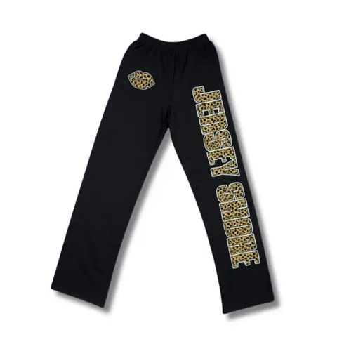 Shore Store Women's 100% Cotton Leopard Print Pants - Jersey Shore Inspired, Soft Elastic Fit, 3XL, All Seasons, Animal Print Jersey Activewear, Drawstring Closure, Black Snooki Flare Bottoms