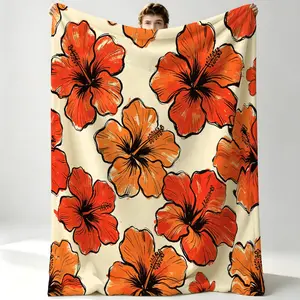 1Pcs All-Over Retro Floral Print Flannel Blanket, Multiple Styles, Soft, Warm And Breathable, Throw Blanket For Sofa Or Bed, Suitable For All People, Ideal Gift Choice