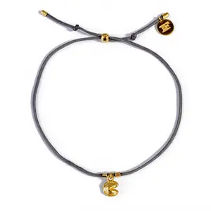 Fortune Cookie String Bracelet (Charcoal) - Gold