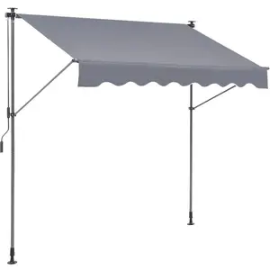 VEVOR 138x 47 Patio Awning Retractable, Awning Sunshade Shelter with Manual Crank Handle, Outdoor Patio Canopy Sunsetter Deck, Adjustable Height from 86 to 122 in, for Patio/Balcony/Yard, Dark GrayVEVOR Super Brand Day