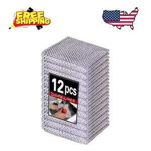 12pcs Scratch-Free Steel Dishcloths. Reusable, Quick-Dry, Odorless 7.87"x7.87"