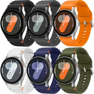 6 Pack Sport Band Compatible with Samsung Galaxy Watch 7 Band 40mm 44mm, No Gap Soft Silicone Strap for Galaxy Watch 6 5 4 FE/Galaxy Watch 6/4 Classic 47mm 43mm 46mm 42mm/Watch 5 Pro 45mm Men Women Wearable