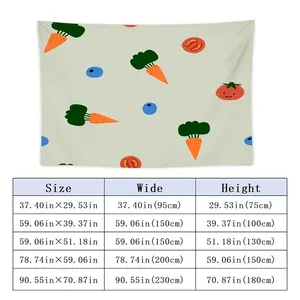 Polyester-Linen Digital Flat Print Tapestry - Wrinkle Resistant, Multi-Size, Fresh Vegetable & Fruit Theme, Photo Wall Mat Cloth, Ideal for Living Room, Bedroom Decor, 2D, No Electricity Needed, Perfect for Anniversary Gifting