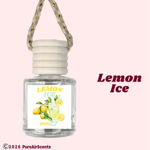 Lemon Ice Pure Air Scented Air Freshener Oil Diffuser - Hangable Glass Woody Design - Lasts 60+ Days - Fragrance Oil Diffuser