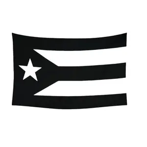 Puerto Rico Black and White Puerto Rican PR Flag | 3x5 Ft | LiteWeave Pro Series Printed 150D Polyester Light Peach colorful decorative Tapestrybedroom decor