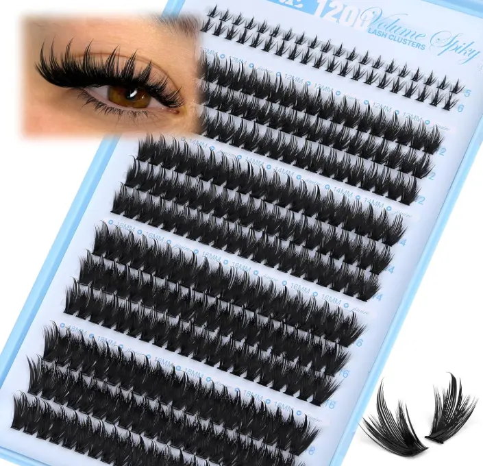 Lash Clusters Wispy 120D Manga Lash Clusters with Lash Spikes 12-18MM D Curly Long Eyelash Clusters Wispy Cluster Eyelash Extensions with Bottom Lashes Anime Individual Lashes Extensions by JIMIRE