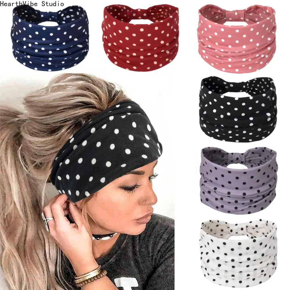 Women's 6PC Solid Color Wide-Edge Cotton Sweat-Absorbing Yoga Headbands, Bandana Athleisure Sporty Hair Accessories for Yoga & Outdoor Activities, Sweat Absorbing Headband, Bandana Headband