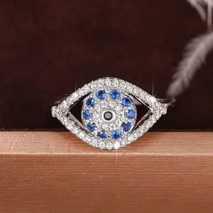 Ladies' Evil Eye Style Personalized Ring | Blue and White Shining Decorative Design, Trendy Lucky Talisman Jewelry, Suitable for Daily and Party Wearing evry jewel woman