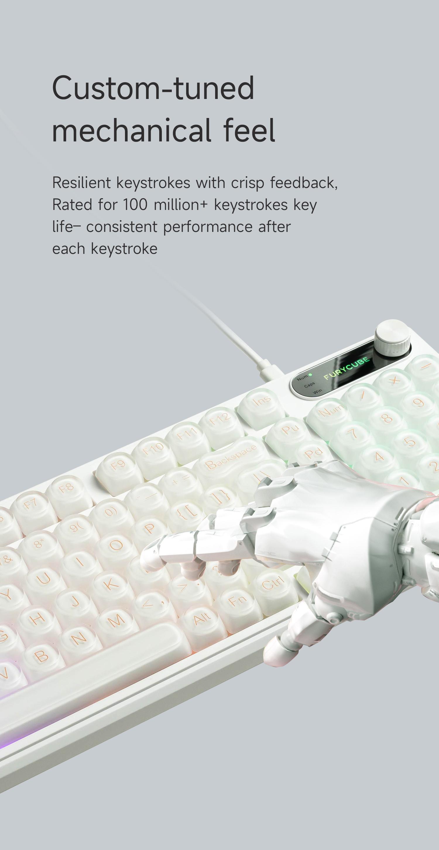 Completely Upgraded  IP98 Keyboard - 98 Keys Gradient Side-Engraved, Tri-Mode Wireless, Media Knob, RGB Backlit, Silent Mechanical Feel for Office & Gaming on PC and Mac Computers, Idea Birthday Gift