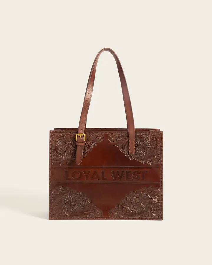 LW Mivva Handtooled Medium Bag - Brunette Leather