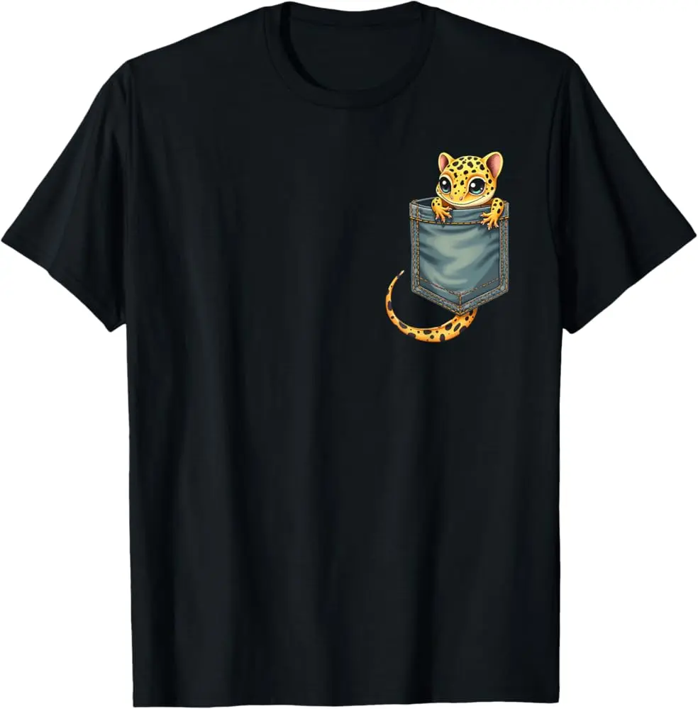 Cute Leopard Gecko Pocket Reptile Pet Lover Funny T-Shirt