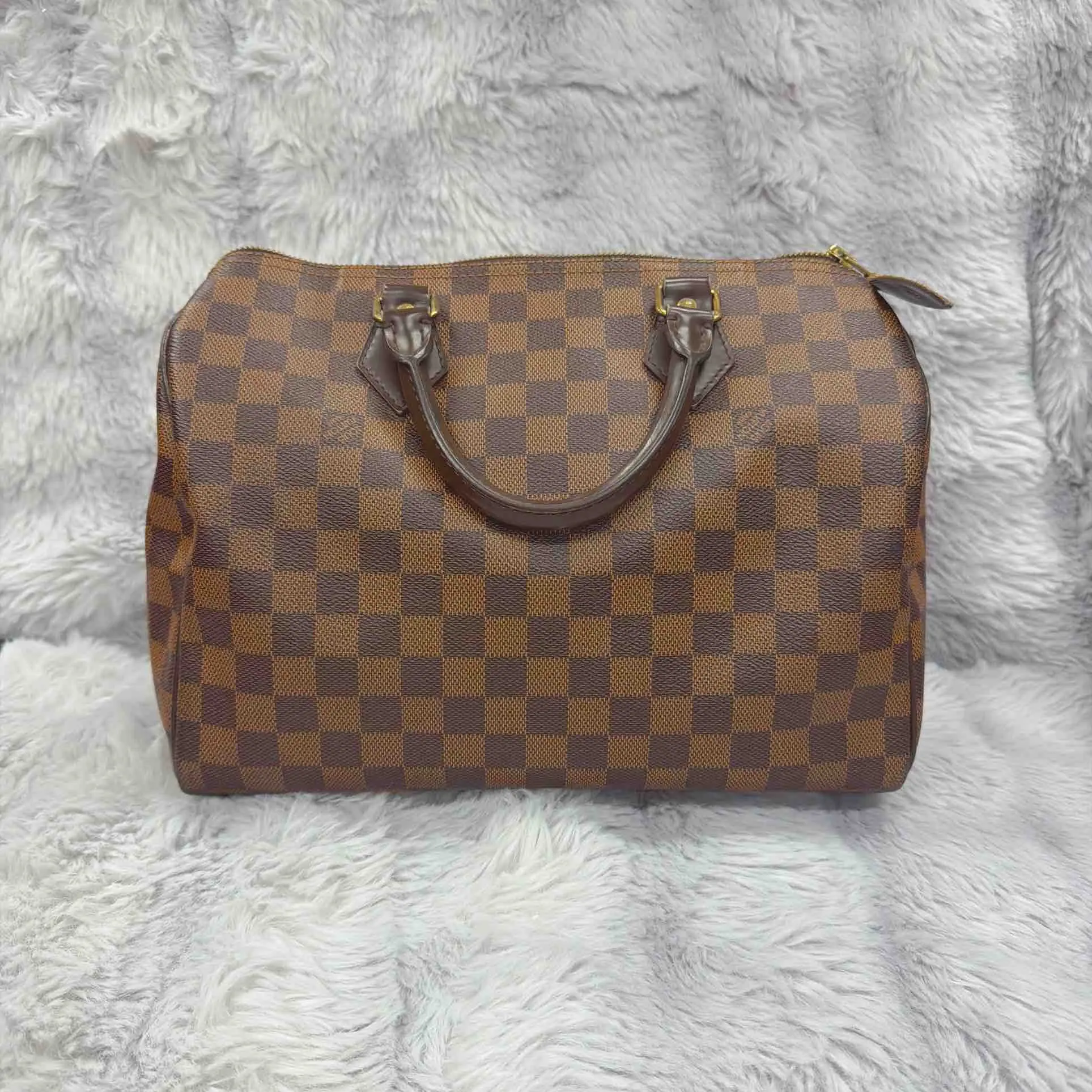 Pre-owned Louis Vuitton PVC Travel Bags Speedy 30 Damier Ebene Handle Bag xiaotang20260308187