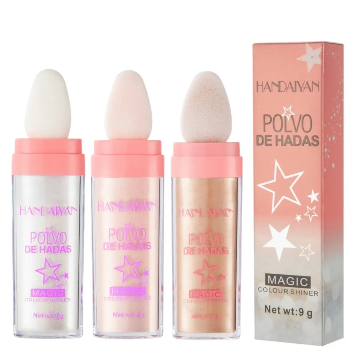 Handaiyan High-Gloss Patting Powder, 3-in-1 Brightening Makeup Highlighter & Contour Palette with a Long Lasting Shimmering Glossy Finish